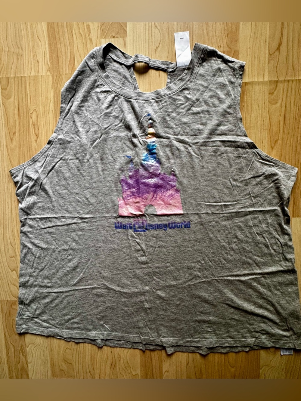 Walt Disney World Gray Tank with Pink Purple and Blue Castle Graphic